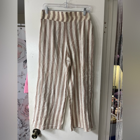 Misa Los Angeles Revolve Striped Tan and White Wide-Leg Pants - Picture 6 of 8